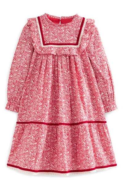 Mini Boden Kids' Lace Trim Nostalgic Dress Rockabilly Red Robins Girls Boden