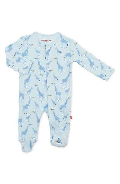 Magnetic Me Unisex Cotton Giraffe Footie - Baby In Blue