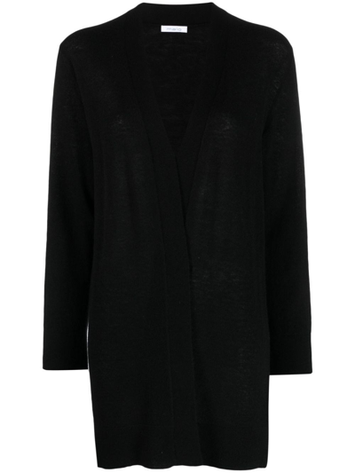 Malo Fine-knit Open-front Cardi-coat In Black