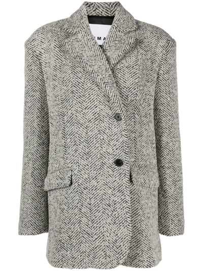 Remain Herringbone Wool-blend Blazer In Grey