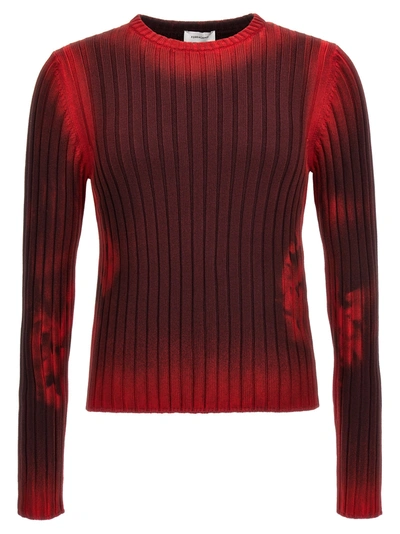 Ferragamo Tie Dye Ribbed Sweater In Red
