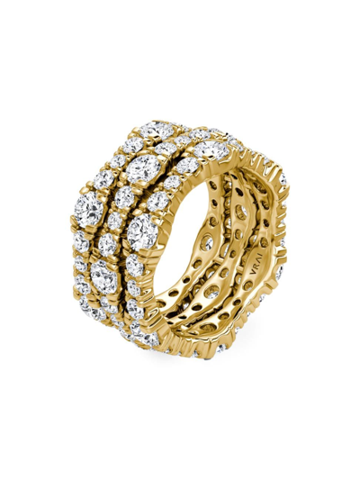 Vrai 3 Row Pave Ring In 14k Gold, 4.65tw Round Brilliant Lab Grown Diamonds In Yellow Gold