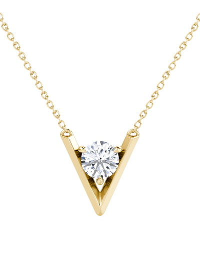 Vrai Women's  V 14k Yellow Gold & 1.00 Tcw Lab-grown Diamond Pendant Necklace
