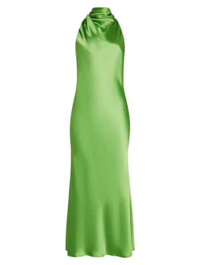 Sau Lee Women's Penella Satin Halter Maxi Dress In Apple Green