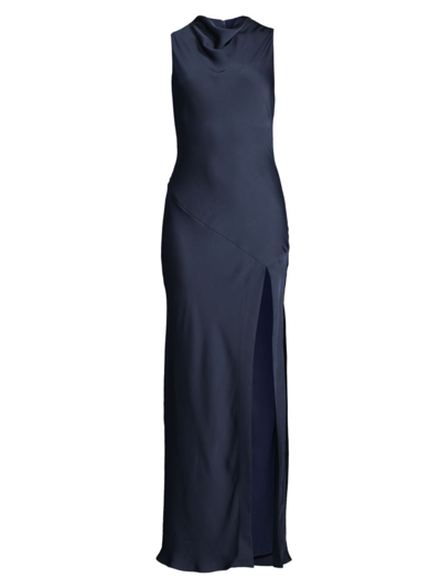 Misha Women's Nya Satin Sleeveless Maxi Dress In Midnight Navy