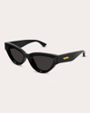Bottega Veneta Acetate Cat Eye Sunglasses In Black