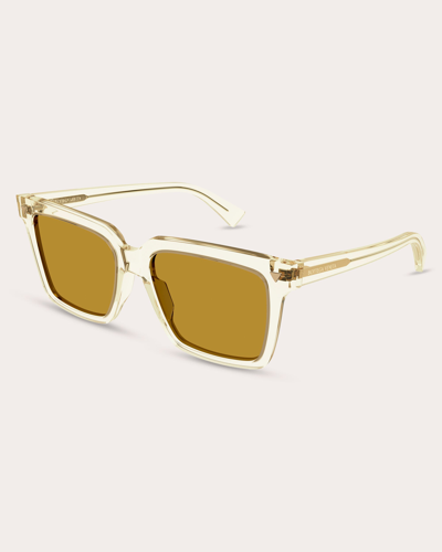 Bottega Veneta Women's Triangle Stud Transparent Square Sunglasses In Yellow