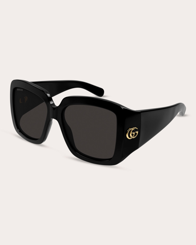Gucci Gg Plastic Rectangle Sunglasses In Black