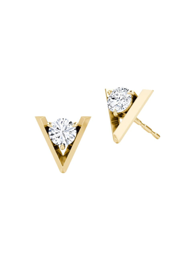 Vrai Women's  V 14k Yellow Gold &1.00 Tcw Lab-grown Diamond Stud Earrings