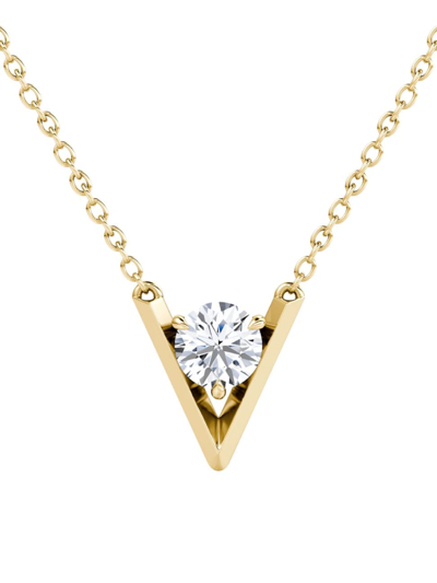 Vrai Womens Yellow Gold Solitaire 14ct Yellow-gold And 0.10ct Brilliant-cut Diamond Pendant Necklace