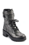 Dkny Falcao Metallic Combat Boot In Dk Gunmetal