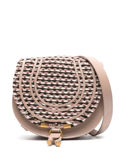 Chloé Marcie Wool-blend Crossbody Bag In Neutrals