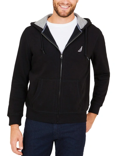 Nautica Men's Classic-fit Super Soft Knit Fleece Zip Hoodie In Black