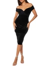 QUIZ WOMENS VELVET RUCHED FIT & FLARE DRESS