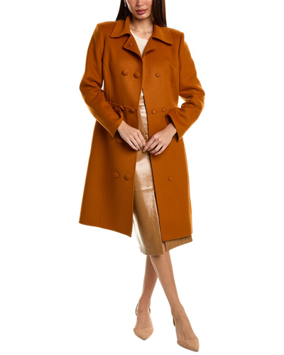 Oscar De La Renta Silk-trim Wool & Cashmere-blend Coat In Brown