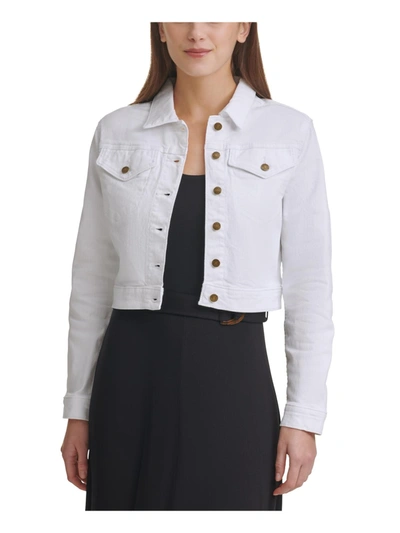 Calvin Klein Womens Short Outerwear Denim Jacket In White