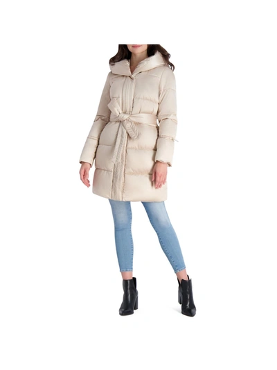 Via Spiga Womens Quilted Mid Length Puffer Jacket In White