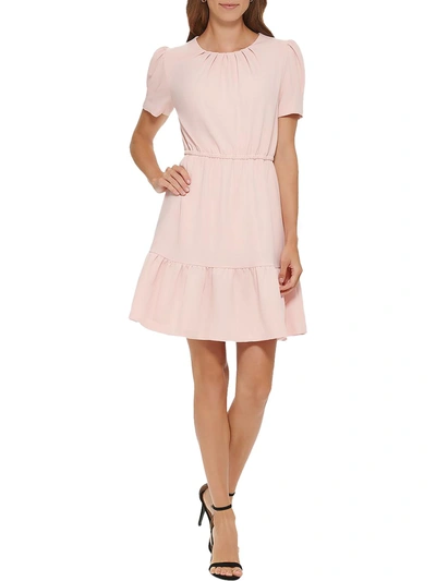 Dkny Womens Crepe Ruched Sheath Dress In Pink