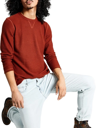 And Now This Mens Crewneck Knit Thermal Shirt In Red