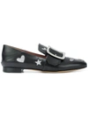 BALLY JANELLE HEARTS WOMEN'S 6221029 BLACK LEATHER LOAFERS
