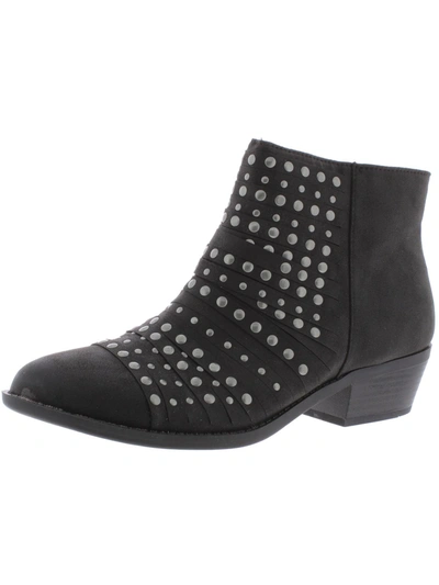 White Mountain Desire Womens Faux Leather Studded Ankle Boots In Black