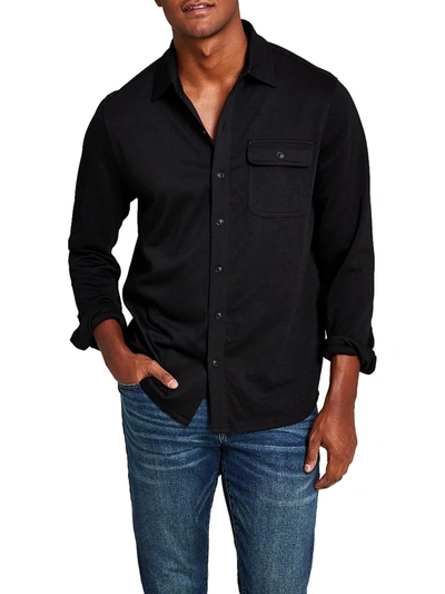 And Now This Mens Knit Collared Button-down Shirt In Black
