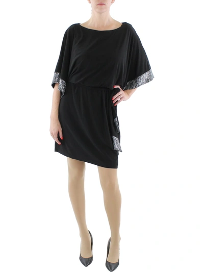 Jessica Howard Womens Knit Sequined Cocktail And Party Dress In Black