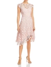 Eliza J Lace Asymmetrical-hem Midi Dress In Gold