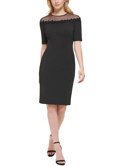 Eliza J Womens Mesh Knee Length Cocktail And Party Dress In Black