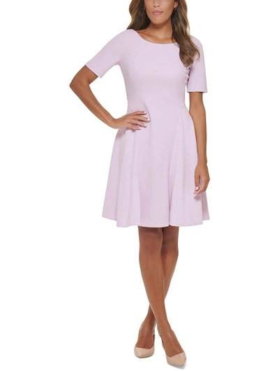 Calvin Klein Womens Panel A-line Fit & Flare Dress In Pink