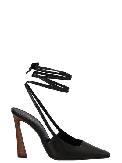 Saint Laurent Blade 105 Leather Slingback Pump In Black