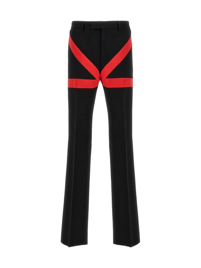 Ferragamo Tailored Trouser With Satin Inlay In Black