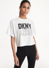 Dkny Women's Flip Reflect Logo Boxy Cropped T-shirt In White