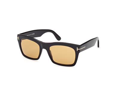 Tom Ford Nico Square Acetate Sunglasses In Amber / Black / Brown