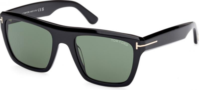 Tom Ford Alberto Green Browline Mens Sunglasses Ft1077 01n 55 In Black / Green