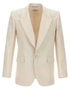 SAINT LAURENT SILK SINGLE BREAST BLAZER JACKET JACKETS BEIGE