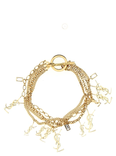 Saint Laurent Ysl Monogramme Bracelet In Gold