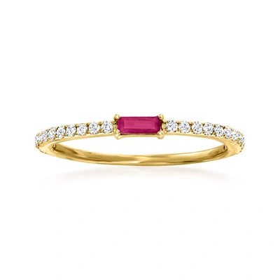 Rs Pure Ross-simons Ruby And . Diamond Ring In 14kt Yellow Gold In Red