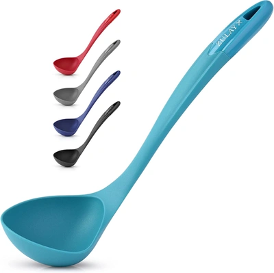Zulay Kitchen Comfort Grip Soup Spoon, Cooking And Serving Ladle In Blue