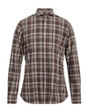 Xacus Man Shirt Brown Size 17 Cotton In Brown