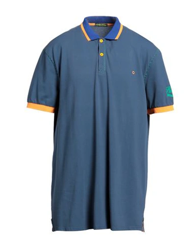 Shockly Man Polo Shirt Slate Blue Size 4xl Cotton, Elastane