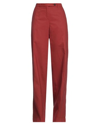 Massimo Alba Woman Pants Brick Red Size 10 Cotton, Lyocell