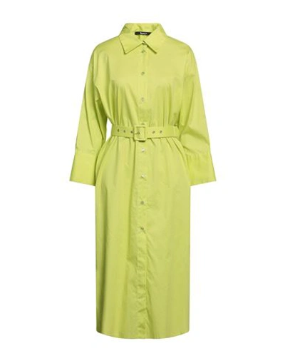 Siste's Woman Midi Dress Acid Green Size L Cotton, Elastane