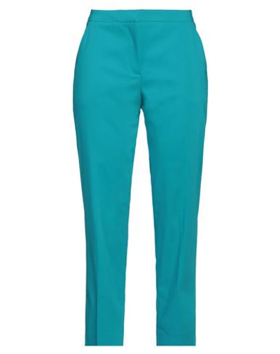 Camicettasnob Woman Pants Turquoise Size 8 Cotton, Polyester, Elastane In Blue