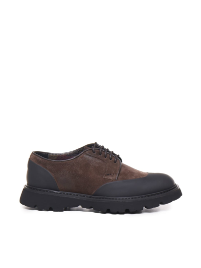 Doucal's Suede And Rubber Lace-up Shoes In Moro