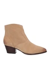 Ash Woman Ankle Boots Sand Size 10 Calfskin In Beige