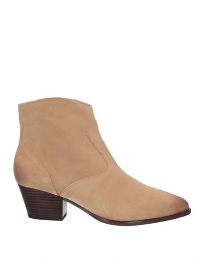 Ash Woman Ankle Boots Sand Size 10 Calfskin In Beige