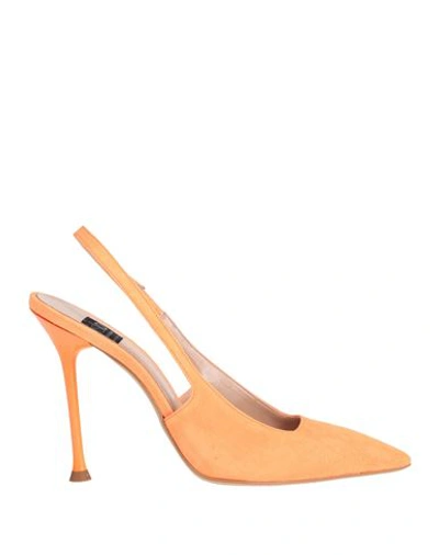 Islo Isabella Lorusso Woman Pumps Orange Size 5 Soft Leather, Elastic Fibres