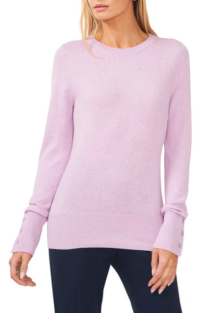 Halogen Button Cuff Crewneck Sweater In Orchid Bloom