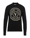 Versace Jeans Couture Round Emblem Wool Sweater In Black